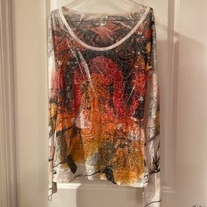 Prana boatneck long sleeve burnout tee